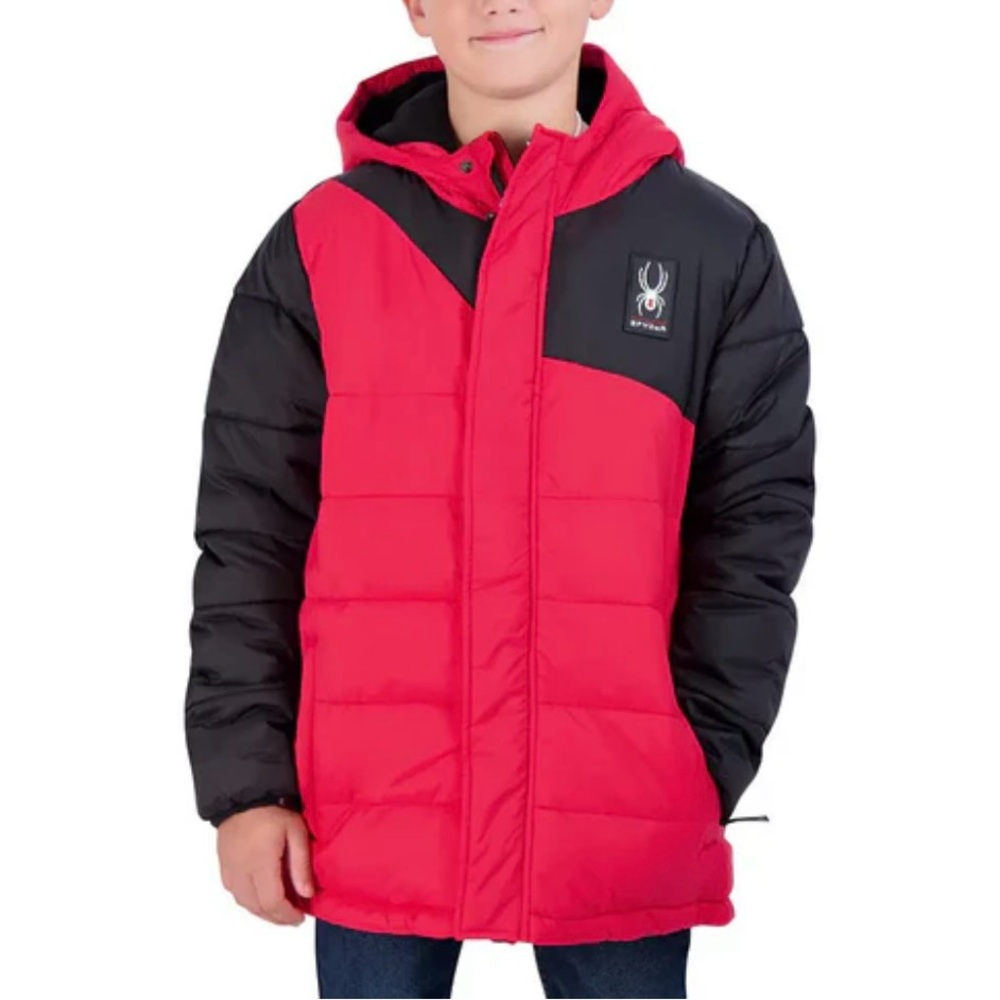Spyder Boys Circuit Puffer Jacket L 14-16 excellent condition red and black